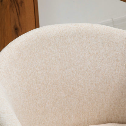 Set of 2 dining chairs kitchen chair Scandinavian Design - Tapered Inclined Rubber Wood Legs - Seat Backrest Armrests Ergonomic Linen Aspect Beige