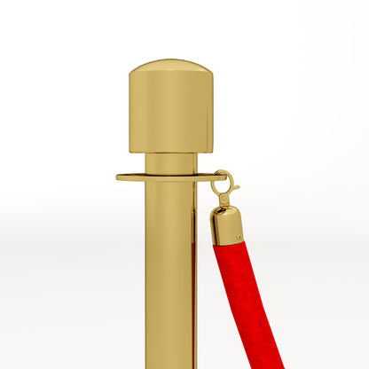 Velvet Rope Stanchions with Fillable Base, Stainless Steel Poles, Ø32x96 cm, Gold and Red