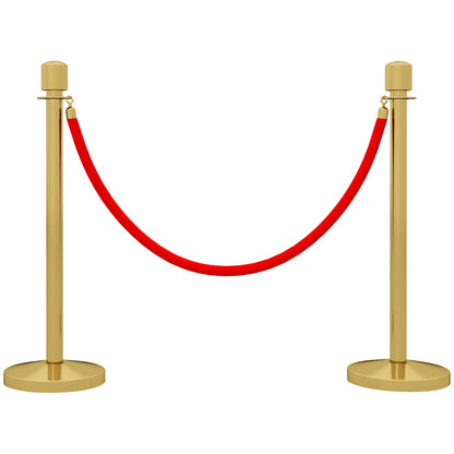 Velvet Rope Stanchions with Fillable Base, Stainless Steel Poles, Ø32x96 cm, Gold and Red