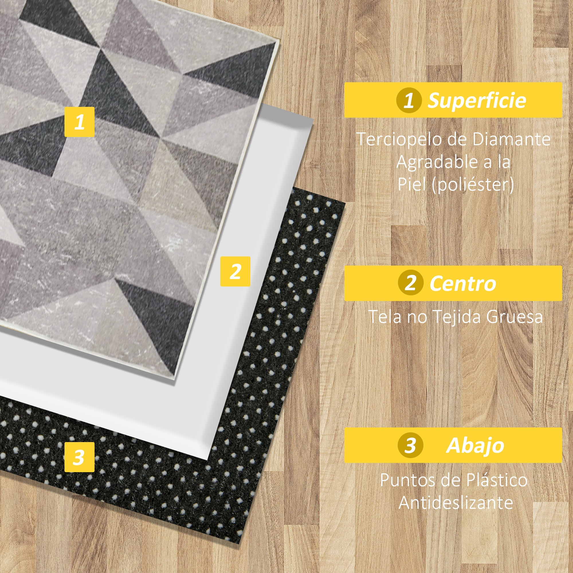 Modern Velvet Diamond Geometric Living Room Rug 230x160 cm Non-Slip Base for Bedroom Office Study Multicolor