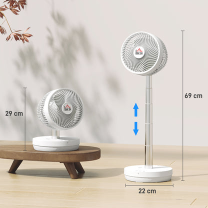 Portable Table Fan with Remote Control and 3600mAh Rechargeable Battery USB Powered Stand Fan Adjustable Tilt and Height Oscillating 10 Speeds Timer White