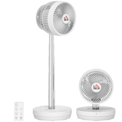 Portable Table Fan with Remote Control and 3600mAh Rechargeable Battery USB Powered Stand Fan Adjustable Tilt and Height Oscillating 10 Speeds Timer White