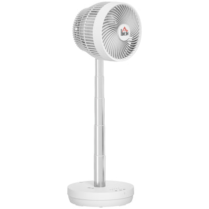 Portable Table Fan with Remote Control and 3600mAh Rechargeable Battery USB Powered Stand Fan Adjustable Tilt and Height Oscillating 10 Speeds Timer White