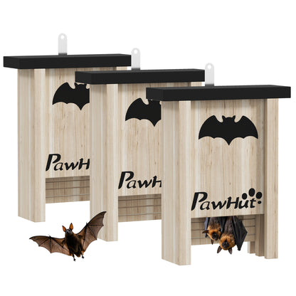 Bat Box 3-pack, Bat House, Bat Nesting Box, Bat Box for Hanging in Gardens, Orchards, Farms, Natural Fir Wood, 18 x 6 x 22.5 cm, Natural