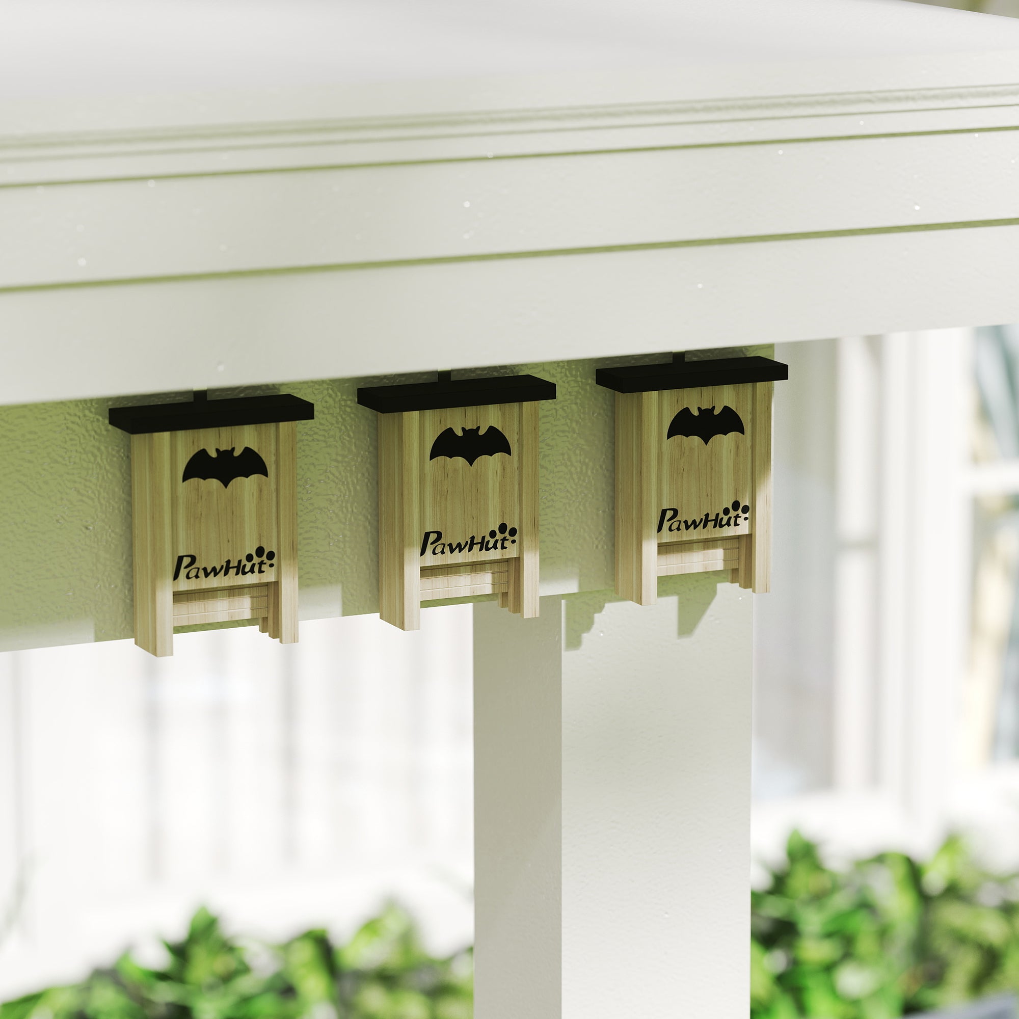 Bat Box 3-pack, Bat House, Bat Nesting Box, Bat Box for Hanging in Gardens, Orchards, Farms, Natural Fir Wood, 18 x 6 x 22.5 cm, Natural