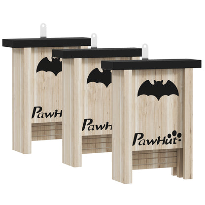 Bat Box 3-pack, Bat House, Bat Nesting Box, Bat Box for Hanging in Gardens, Orchards, Farms, Natural Fir Wood, 18 x 6 x 22.5 cm, Natural