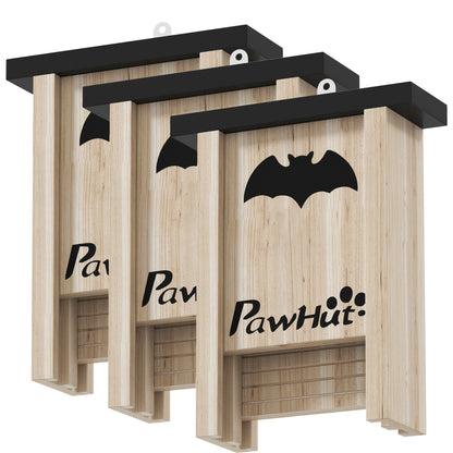 Bat Box 3-pack, Bat House, Bat Nesting Box, Bat Box for Hanging in Gardens, Orchards, Farms, Natural Fir Wood, 18 x 6 x 22.5 cm, Natural