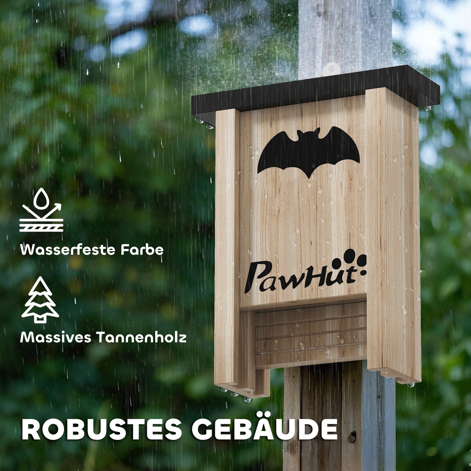 Bat Box 3-pack, Bat House, Bat Nesting Box, Bat Box for Hanging in Gardens, Orchards, Farms, Natural Fir Wood, 18 x 6 x 22.5 cm, Natural