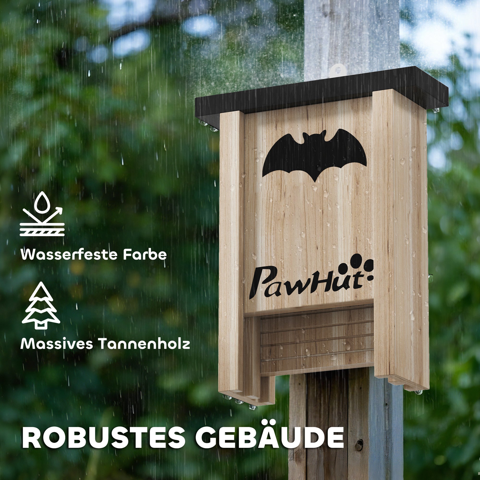 Bat Box 3-pack, Bat House, Bat Nesting Box, Bat Box for Hanging in Gardens, Orchards, Farms, Natural Fir Wood, 18 x 6 x 22.5 cm, Natural