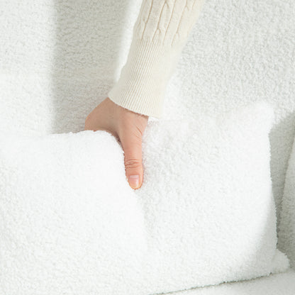 Rocking Chair, Rocking Chair with Teddy Fabric Look, Armrest, Nursing Chair with Metal Runners, Lumbar Cushion, Relaxing Chair with Side Pocket for Living Room, Bedroom, White