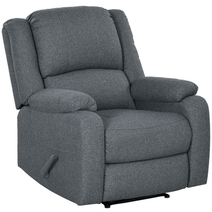 Manual Recliner TV Chair with Reclining Function, Linen Look, TV Chair with Side Handle, Footrest, Load Capacity up to 150 kg, for Living Room, Dark Gray