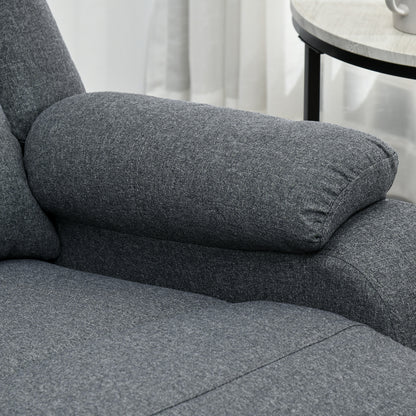 Manual Recliner TV Chair with Reclining Function, Linen Look, TV Chair with Side Handle, Footrest, Load Capacity up to 150 kg, for Living Room, Dark Gray