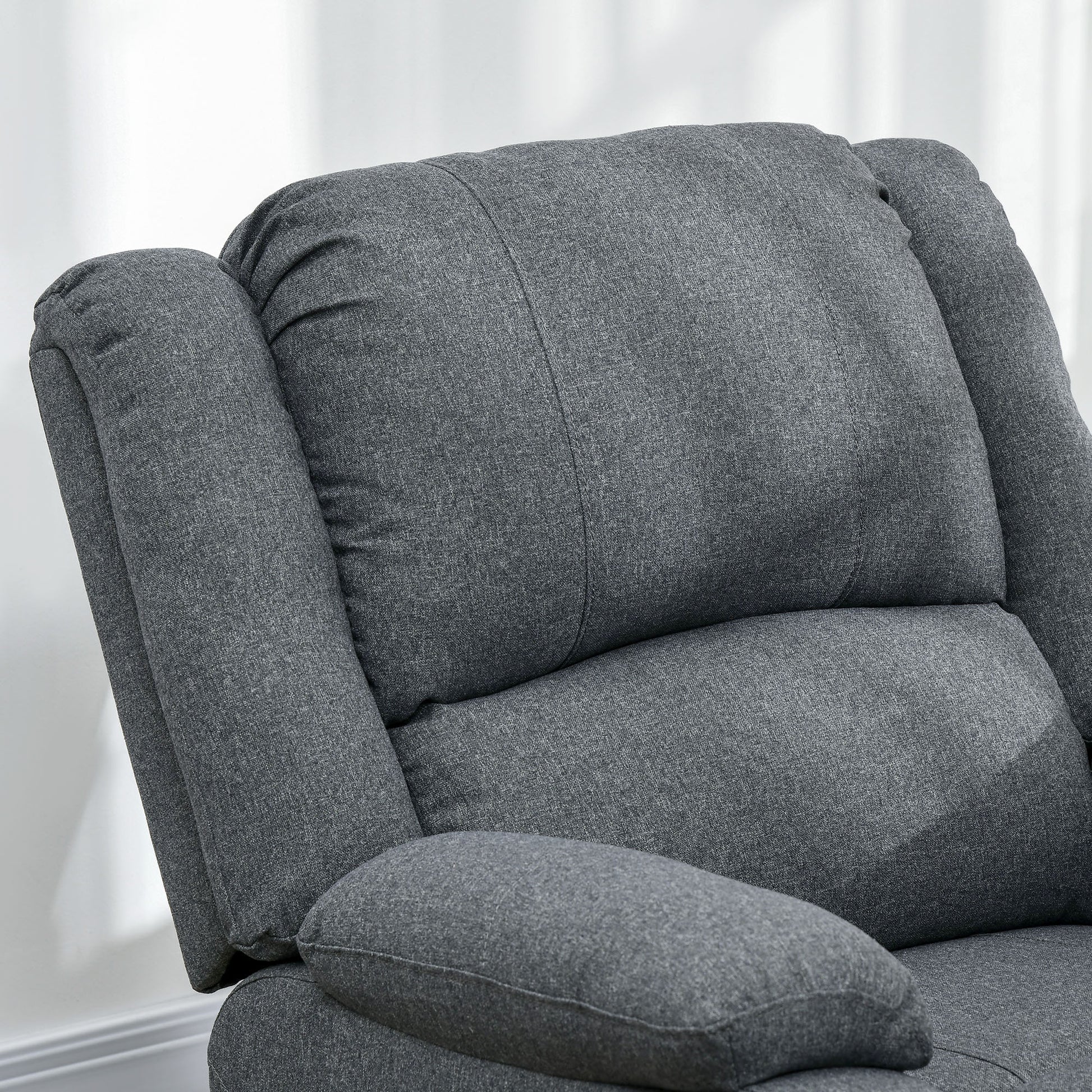 Manual Recliner TV Chair with Reclining Function, Linen Look, TV Chair with Side Handle, Footrest, Load Capacity up to 150 kg, for Living Room, Dark Gray