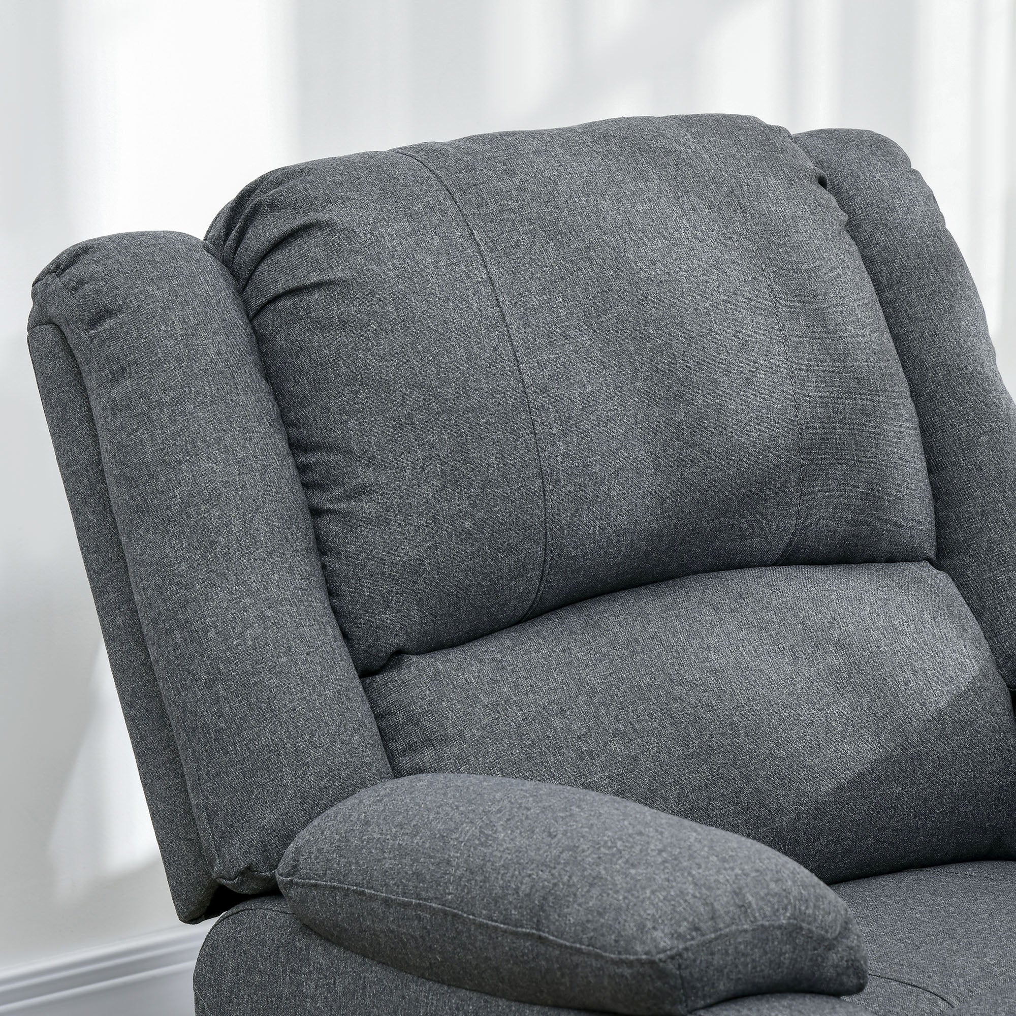 Manual Recliner TV Chair with Reclining Function, Linen Look, TV Chair with Side Handle, Footrest, Load Capacity up to 150 kg, for Living Room, Dark Gray
