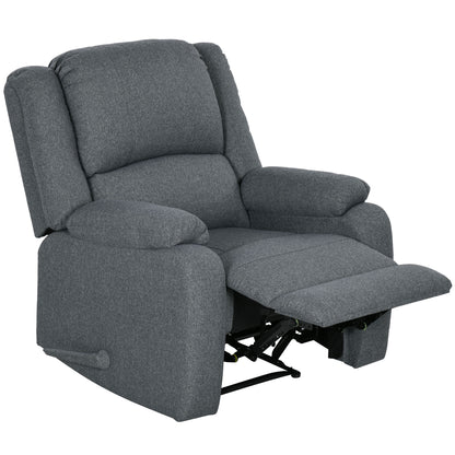 Manual Recliner TV Chair with Reclining Function, Linen Look, TV Chair with Side Handle, Footrest, Load Capacity up to 150 kg, for Living Room, Dark Gray