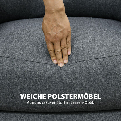 Manual Recliner TV Chair with Reclining Function, Linen Look, TV Chair with Side Handle, Footrest, Load Capacity up to 150 kg, for Living Room, Dark Gray