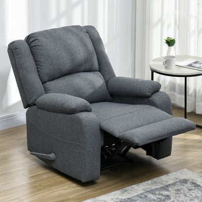 Manual Recliner TV Chair with Reclining Function, Linen Look, TV Chair with Side Handle, Footrest, Load Capacity up to 150 kg, for Living Room, Dark Gray