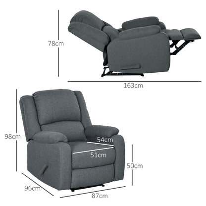 Manual Recliner TV Chair with Reclining Function, Linen Look, TV Chair with Side Handle, Footrest, Load Capacity up to 150 kg, for Living Room, Dark Gray