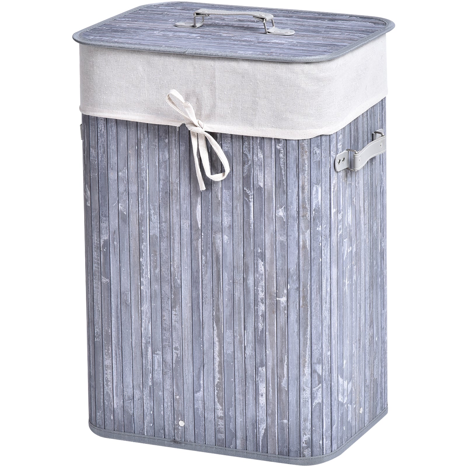 Narrow Laundry Basket with Lid 72L Laundry Collector with Handle, Removable Laundry Bag, Laundry Box for Laundry Room Bedroom Bathroom, Gray