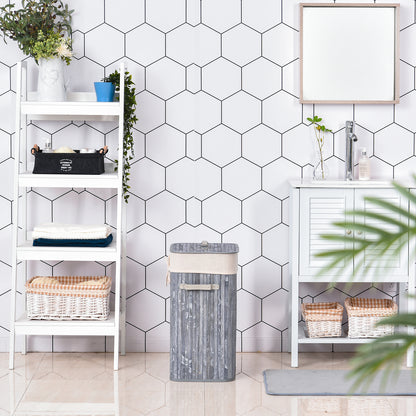 Narrow Laundry Basket with Lid 72L Laundry Collector with Handle, Removable Laundry Bag, Laundry Box for Laundry Room Bedroom Bathroom, Gray