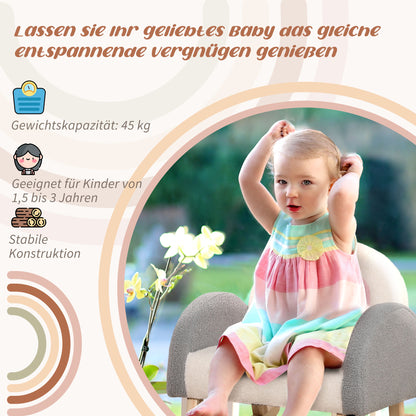 Kids Sofa Rocking Chair for Toddlers Children's Armchair Kid's Couch for Kids 1.5-3 Years Baby Seat for Children's Room Playroom Lambskin Imitation Eucalyptus Wood Gray