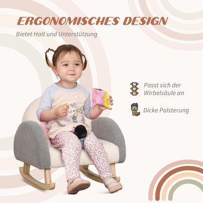 Kids Sofa Rocking Chair for Toddlers Children's Armchair Kid's Couch for Kids 1.5-3 Years Baby Seat for Children's Room Playroom Lambskin Imitation Eucalyptus Wood Gray