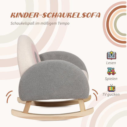 Kids Sofa Rocking Chair for Toddlers Children's Armchair Kid's Couch for Kids 1.5-3 Years Baby Seat for Children's Room Playroom Lambskin Imitation Eucalyptus Wood Gray
