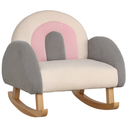 Kids Sofa Rocking Chair for Toddlers Children's Armchair Kid's Couch for Kids 1.5-3 Years Baby Seat for Children's Room Playroom Lambskin Imitation Eucalyptus Wood Gray
