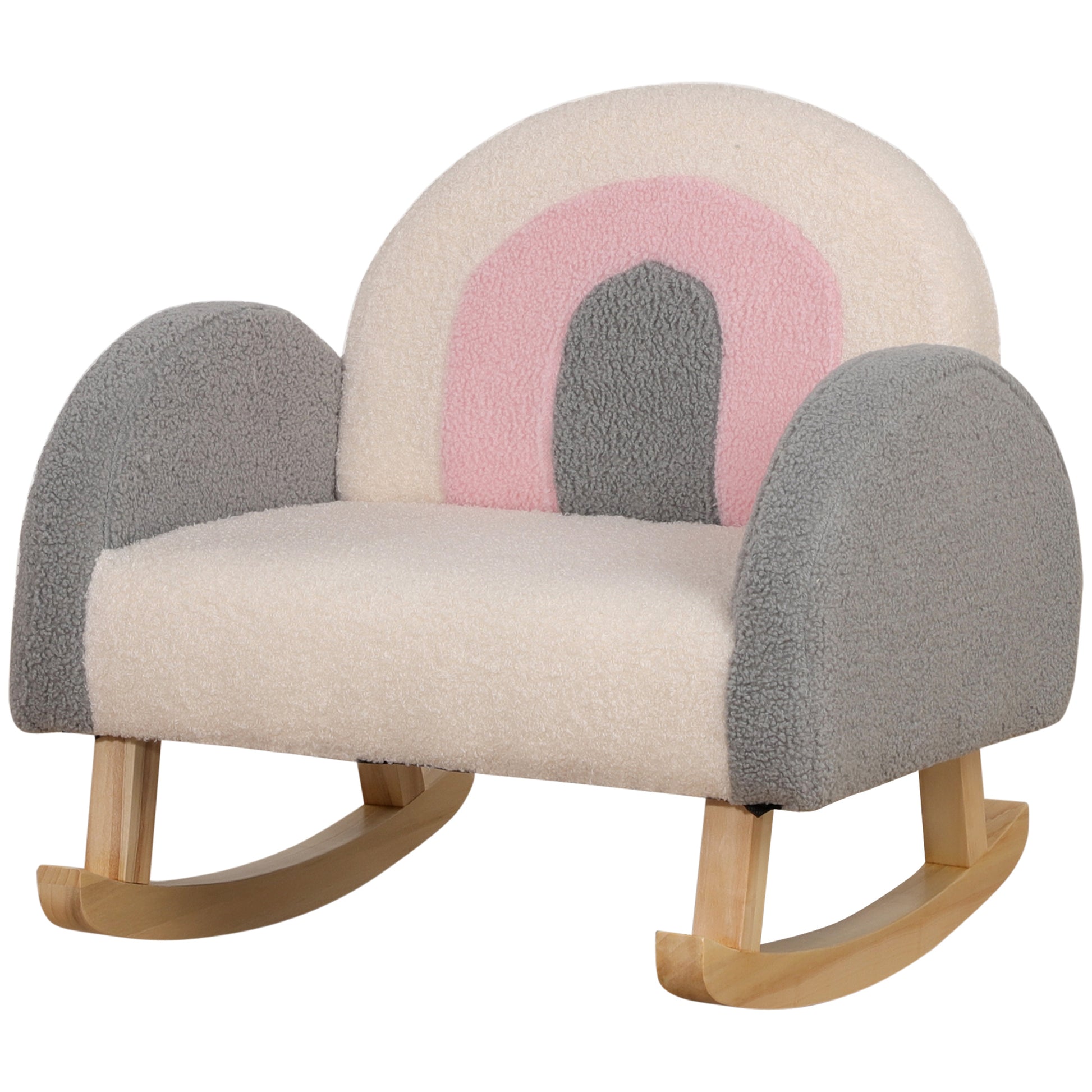 Kids Sofa Rocking Chair for Toddlers Children's Armchair Kid's Couch for Kids 1.5-3 Years Baby Seat for Children's Room Playroom Lambskin Imitation Eucalyptus Wood Gray