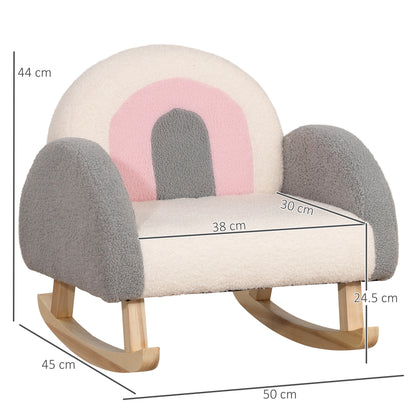 Kids Sofa Rocking Chair for Toddlers Children's Armchair Kid's Couch for Kids 1.5-3 Years Baby Seat for Children's Room Playroom Lambskin Imitation Eucalyptus Wood Gray