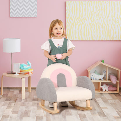 Kids Sofa Rocking Chair for Toddlers Children's Armchair Kid's Couch for Kids 1.5-3 Years Baby Seat for Children's Room Playroom Lambskin Imitation Eucalyptus Wood Gray