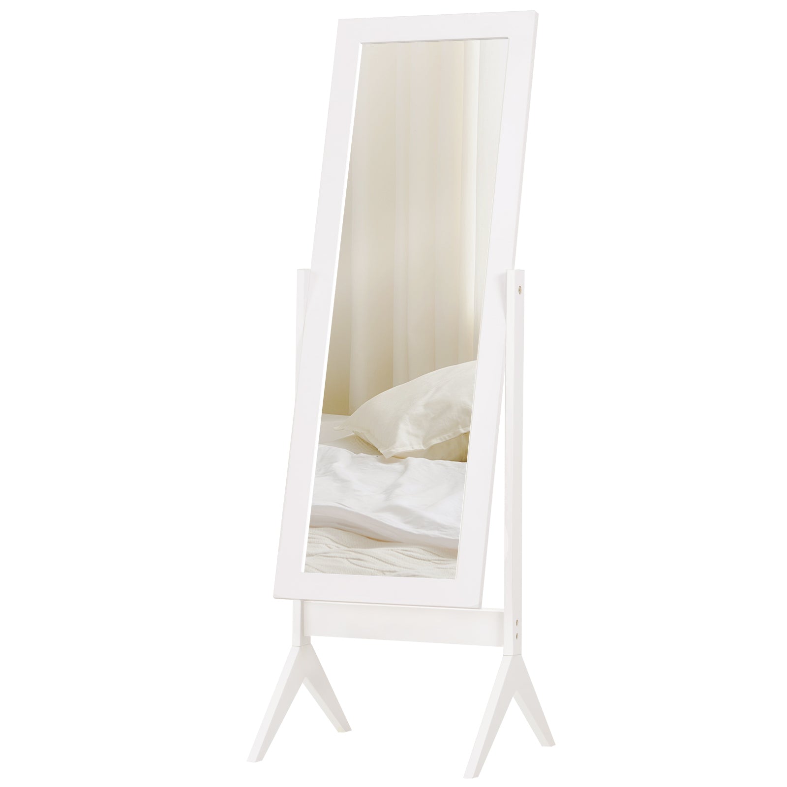 Full Length Mirror Makeup Mirror Easy to Clean MDF White 47cm x 46cm x 148cm