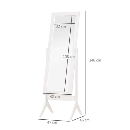 Full Length Mirror Makeup Mirror Easy to Clean MDF White 47cm x 46cm x 148cm