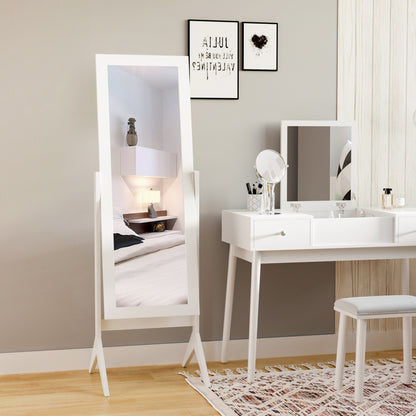 Full Length Mirror Makeup Mirror Easy to Clean MDF White 47cm x 46cm x 148cm