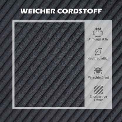 Corner Sofa Couch with Chaise Longue 3 Seater Sofa L Shape Upholstered Corner Couch with Corduroy Look, High Density Foam, up to 400 kg, for Living Room, Bedroom, 214 x 134 x 87 cm Dark Gray