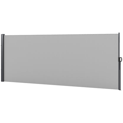Retractable Garden Side Awning Windbreak Screen 4L x 1.60H m Aluminium Polyester UV-resistant High density 180 g/m² Light Grey