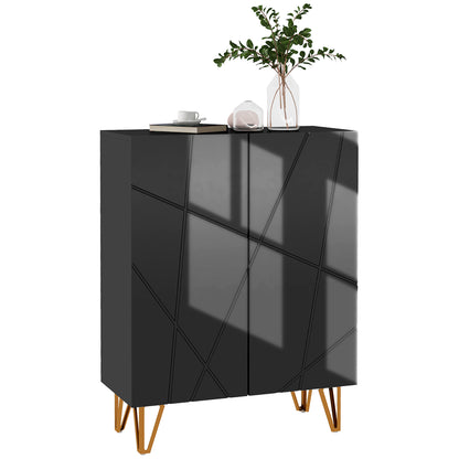 Modern Shoe Cabinet Entryway Shoe Rack with Adjustable Shelves Soft Closure for 15-20 Pairs of Shoes Narrow Shoe Storage for Hallway 72x31.5x95 cm Black Gloss