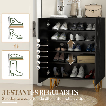 Modern Shoe Cabinet Entryway Shoe Rack with Adjustable Shelves Soft Closure for 15-20 Pairs of Shoes Narrow Shoe Storage for Hallway 72x31.5x95 cm Black Gloss