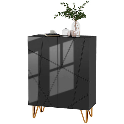 Modern Shoe Cabinet Entryway Shoe Rack with Adjustable Shelves Soft Closure for 15-20 Pairs of Shoes Narrow Shoe Storage for Hallway 72x31.5x95 cm Black Gloss