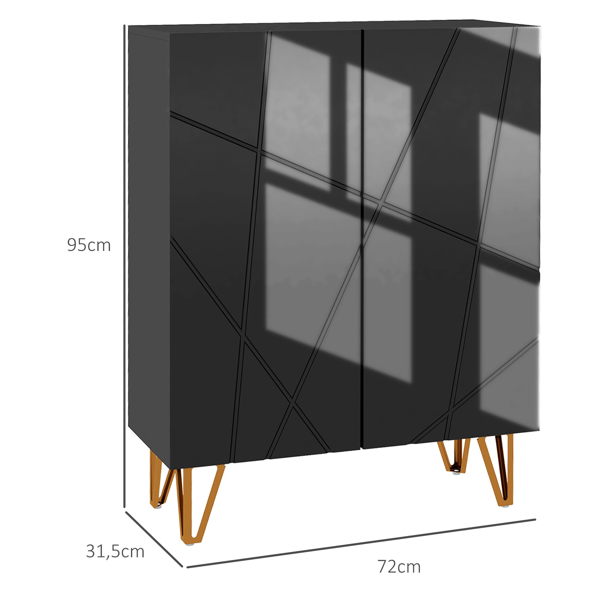 Modern Shoe Cabinet Entryway Shoe Rack with Adjustable Shelves Soft Closure for 15-20 Pairs of Shoes Narrow Shoe Storage for Hallway 72x31.5x95 cm Black Gloss