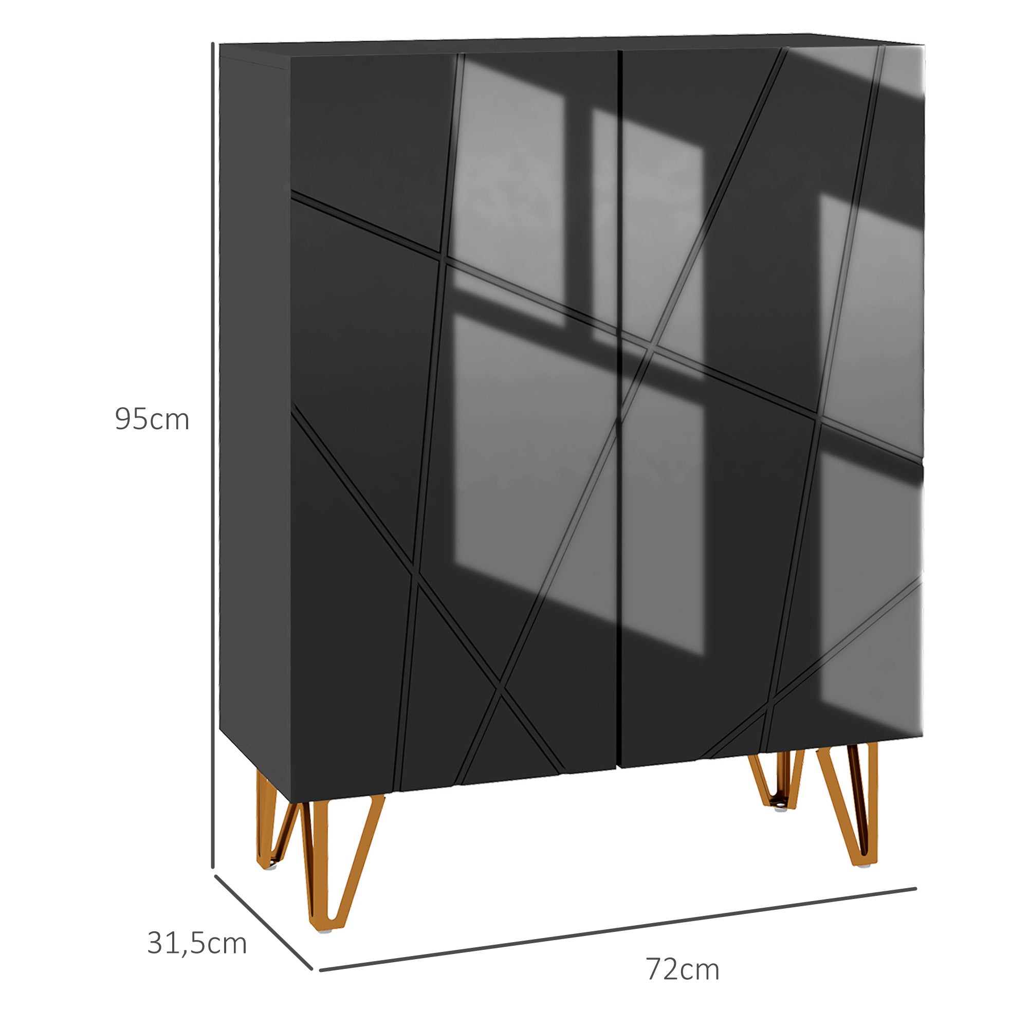 Modern Shoe Cabinet Entryway Shoe Rack with Adjustable Shelves Soft Closure for 15-20 Pairs of Shoes Narrow Shoe Storage for Hallway 72x31.5x95 cm Black Gloss