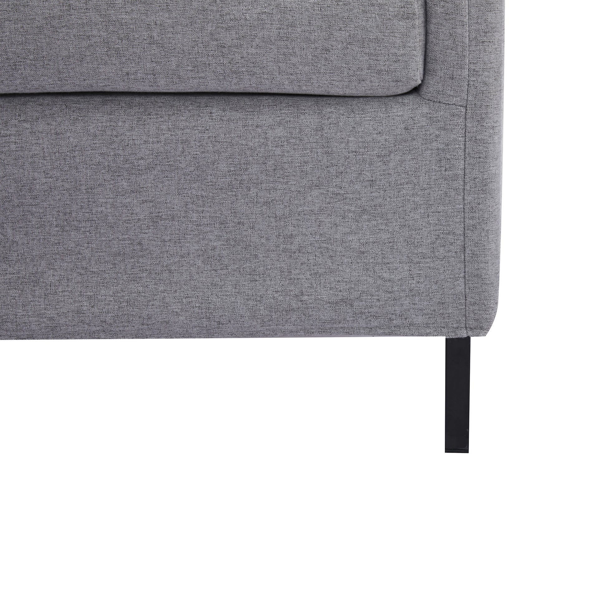 2-Seater Sofa Upholstered in Synthetic Linen Double Seater Sofa with Removable Padded Cushions, Armrests, and Steel Legs 130x67x76.5 cm Gray
