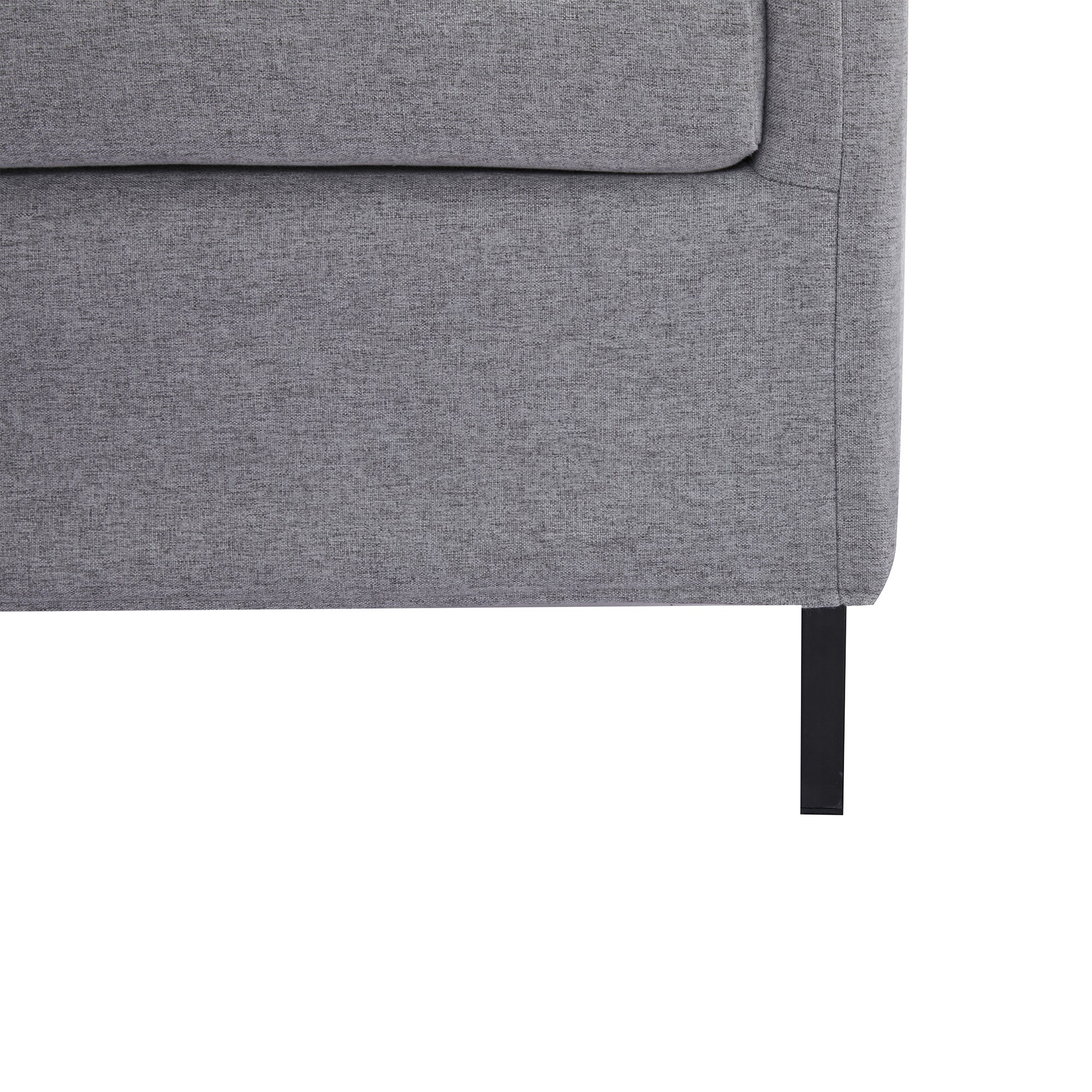 2-Seater Sofa Upholstered in Synthetic Linen Double Seater Sofa with Removable Padded Cushions, Armrests, and Steel Legs 130x67x76.5 cm Gray