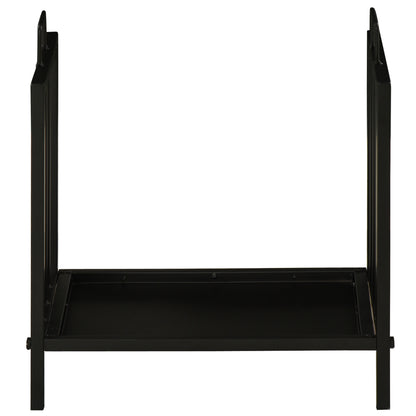Indoor and Outdoor Metal Log Holder with 2 Handles and Raised Base for 50kg of Wood, 39x32.5x46cm, Black