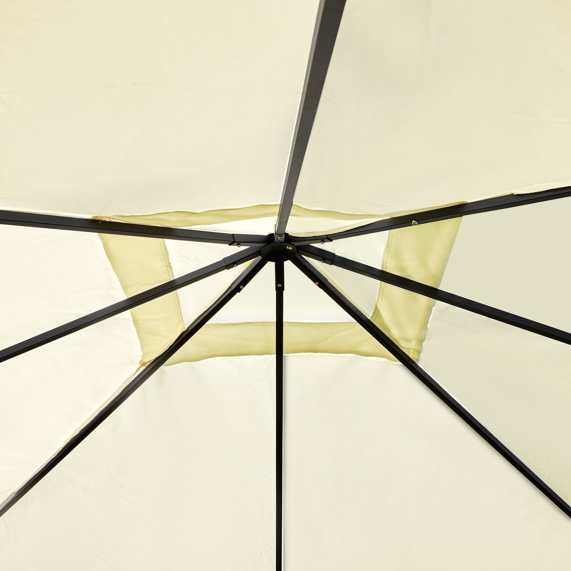 Garden Gazebo 3x3x2.6 m Outdoor Pavilion with Steel Frame and 8 Waterproof Drainage Holes Cream