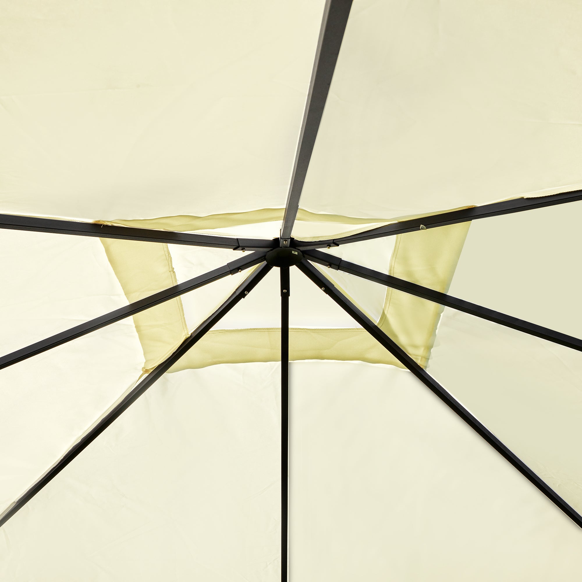 Garden Gazebo 3x3x2.6 m Outdoor Pavilion with Steel Frame and 8 Waterproof Drainage Holes Cream