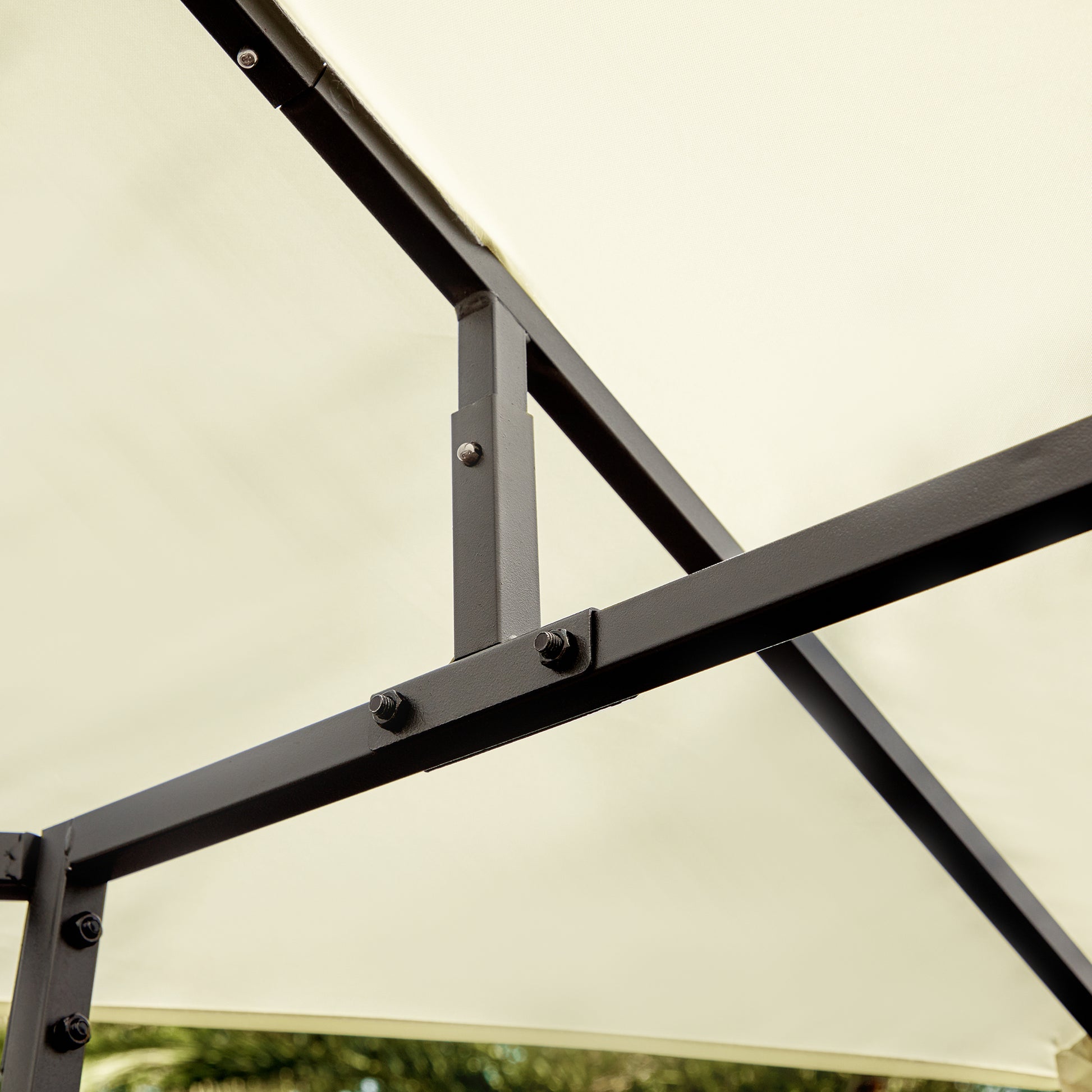 Garden Gazebo 3x3x2.6 m Outdoor Pavilion with Steel Frame and 8 Waterproof Drainage Holes Cream
