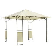 Garden Gazebo 3x3x2.6 m Outdoor Pavilion with Steel Frame and 8 Waterproof Drainage Holes Cream