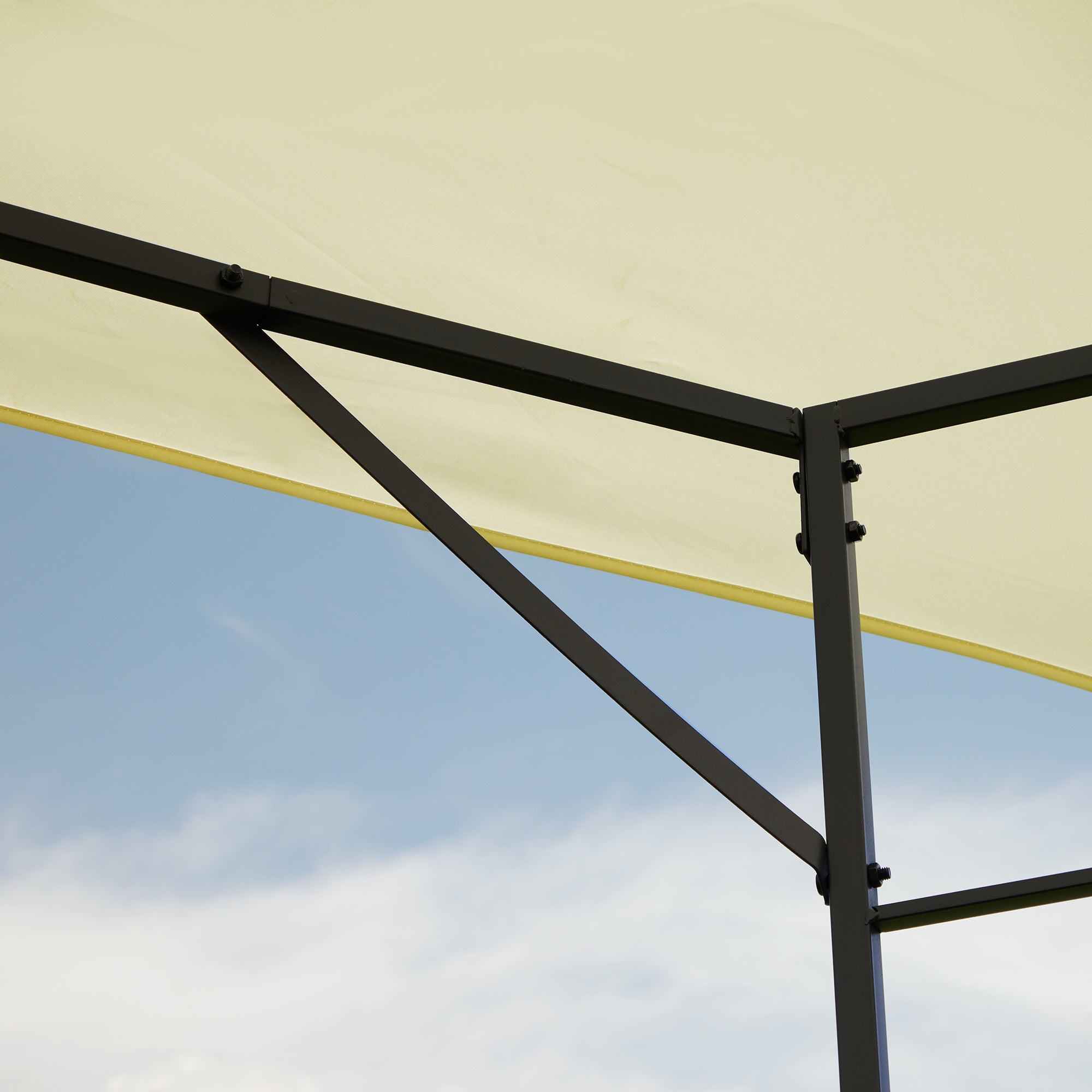 Garden Gazebo 3x3x2.6 m Outdoor Pavilion with Steel Frame and 8 Waterproof Drainage Holes Cream