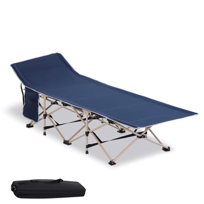 Folding Camp Bed Camping Bed with Carry Bag 190 x 68 x 52 cm Camp Bed up to 150 kg Guest Bed for Adults Folding Bed for Indoor, Outdoor, Garden Camping in Blue